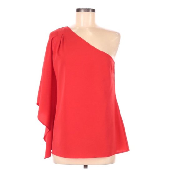 Central Park West Tops - Central Park West Red One Shoulder blouse REVOLVE